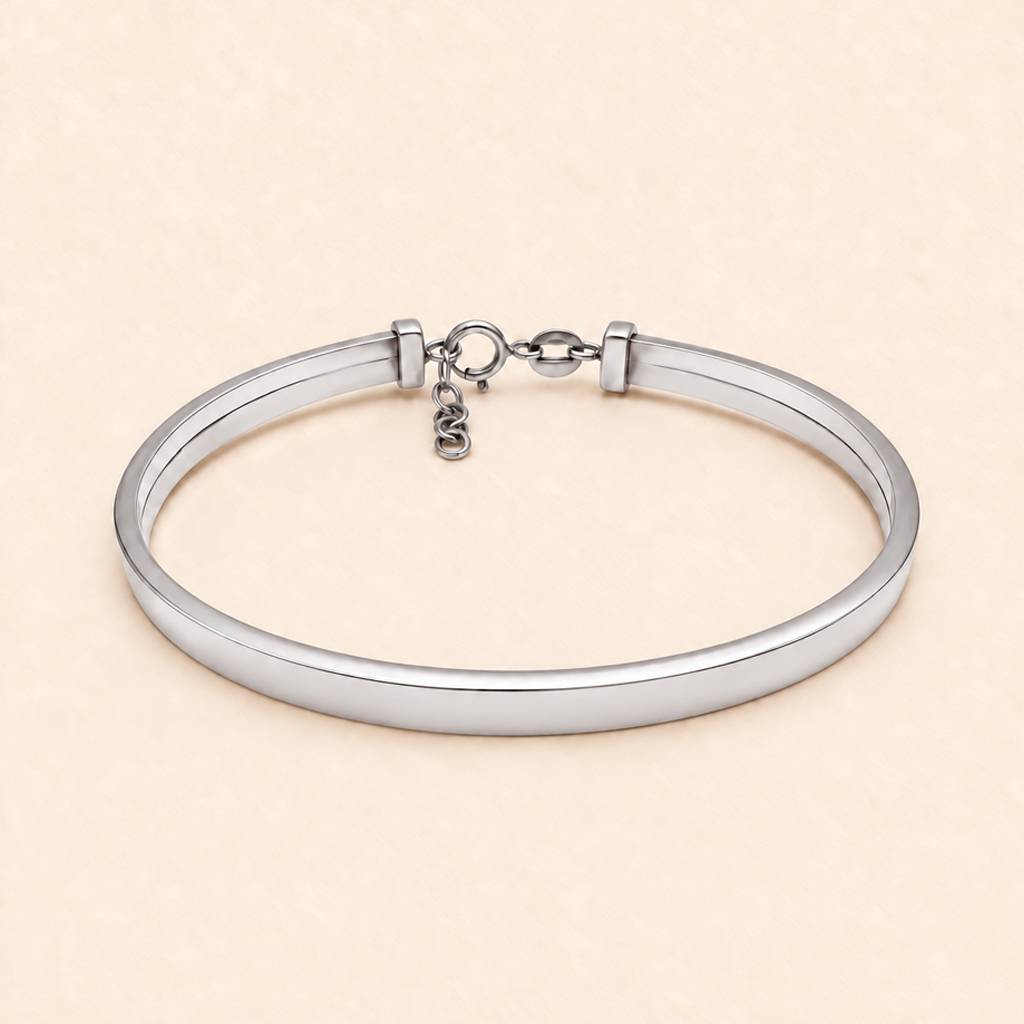 Plain White Gold Bangle